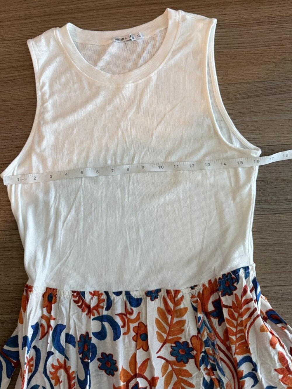 Boho Floral High Low Maxi Sleeveless Dress Tie Waist Tag XL Fits Medium NEW - Picture 7 of 11